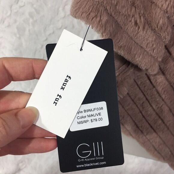 black rivet faux fur blush poncho shawl cape NEW size small medium mauve - Picture 8 of 10